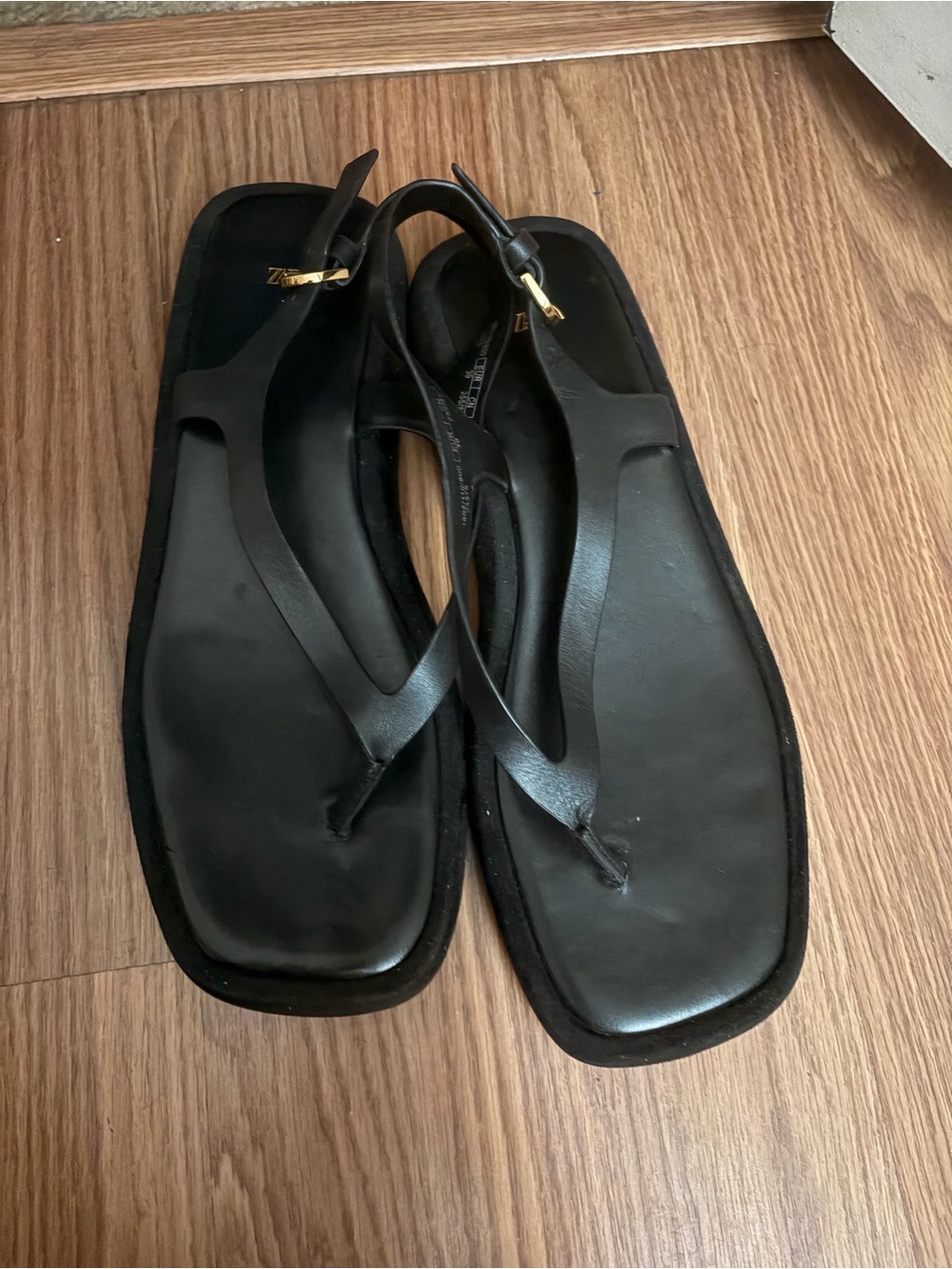 zara leather flatform thong sandal